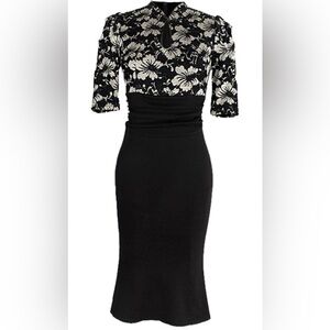 Formal Evening Cocktail Party Dress Floral Lace Mermaid Applique Waist Bodycon